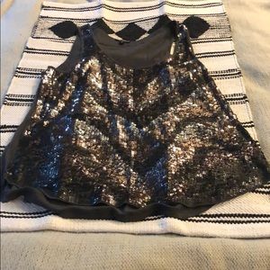 Express silver & gray sequined tank